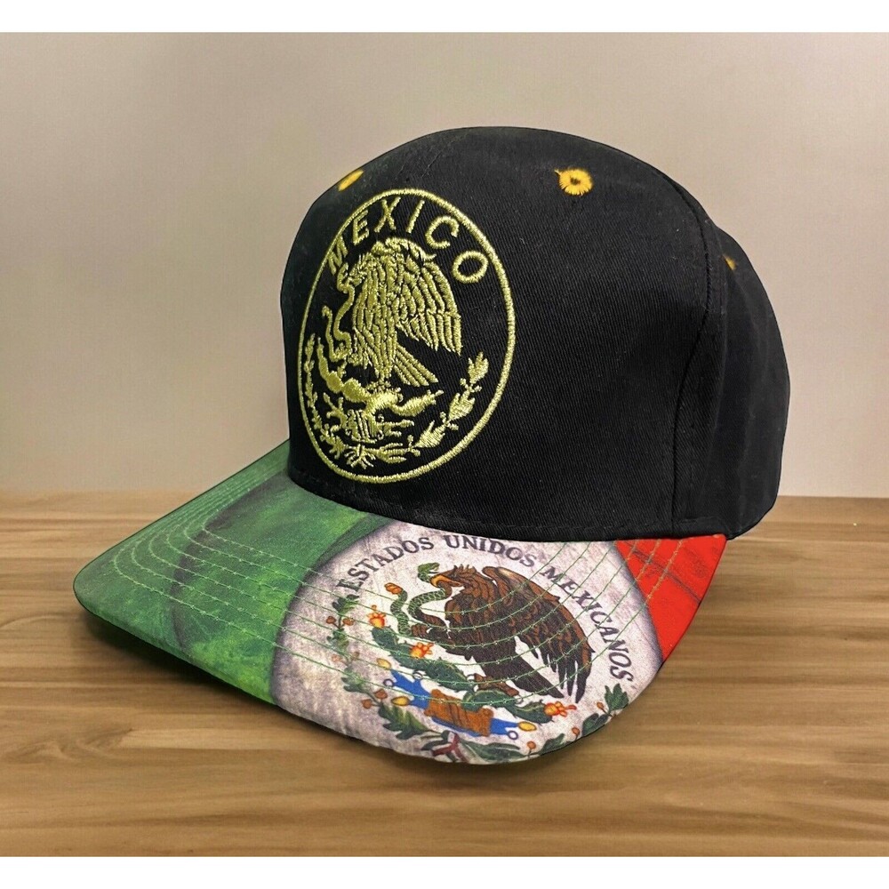 MEXICO Baseball Cap Snapback Hat Embroidered Gold Eagle Logo Flag Top Level NEW